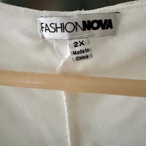 Fashion Nova White Ruched Midi Dress- 2X